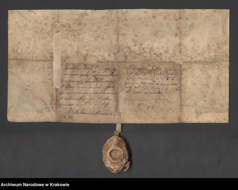 image.from.unit.number "Paweł biskup krakowski zawiera ugodę z Leszkiem księciem krakowskim, sandomierskim i sieradzkim, który za ujęcie i więzienie biskupa oraz wyrządzone"