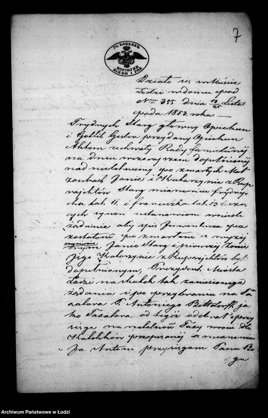 Obraz 11 z jednostki "Akta tyczące się ustanowienia opieki nad nieletnimi po zmarłych Janie i Katarzynie małżonkach Sztark"