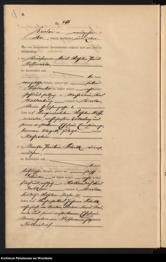 image.from.unit.number "Heiraths-Haupt-Register Breslau I 1910 Band 3"