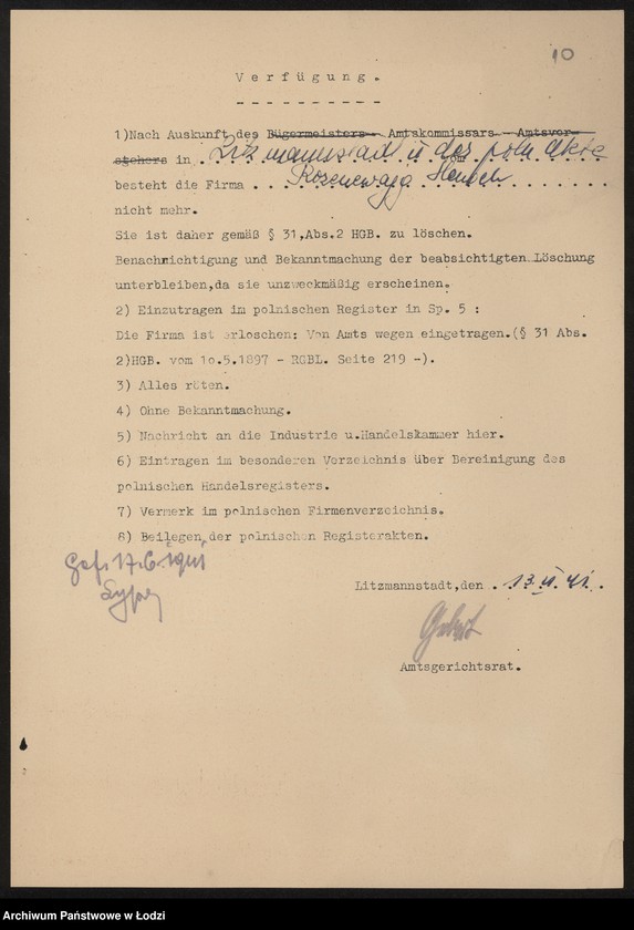 Obraz 12 z jednostki "Henoch Rozencweig- sprzedaż towarów kolonialnych"