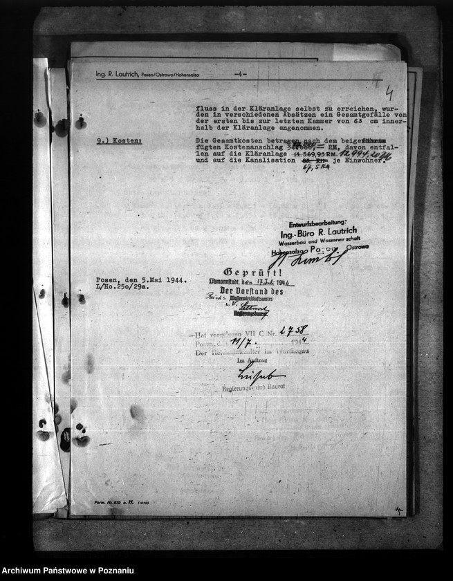 Obraz 8 z jednostki "Entwurt für die Entwässerungsanlage der Reichsbedienstetensiedlung am Rosenweg in Schieratz"