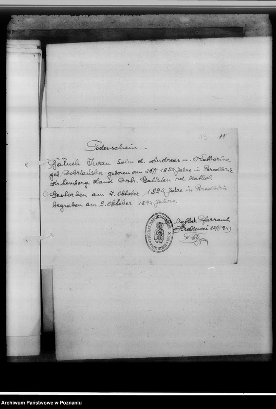 Obraz 17 z jednostki "[Uwierzytelnione odpisy z ksiąg kościelnych i urzędów stanu cywilnego]"