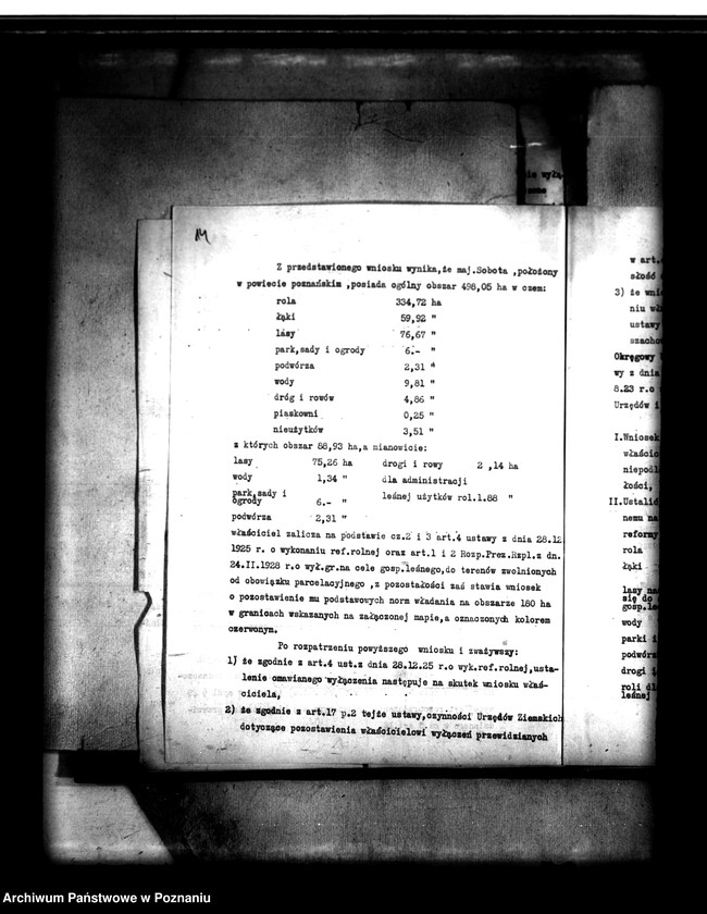 Obraz 19 z jednostki "Majątek Sobota powiatu poznańskiego wyłączenie z art. 4 i 5 ustawy o wykonaniu reformy rolnej Józef Frydrychowicz"