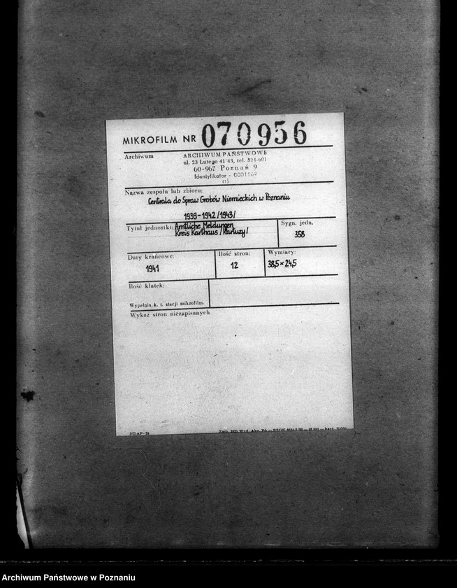 Obraz 2 z jednostki "Amtliche Meldungen Kreis Karthaus (Kartuzy)"