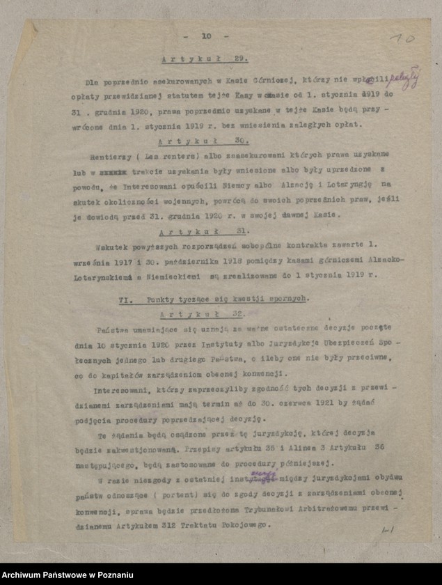 Obraz 12 z jednostki "[Materiały dotyczące rozliczeń Francji z Niemcami zgodnie z Traktatem Wersalskim odnośnie ubezpieczeń społecznych]"
