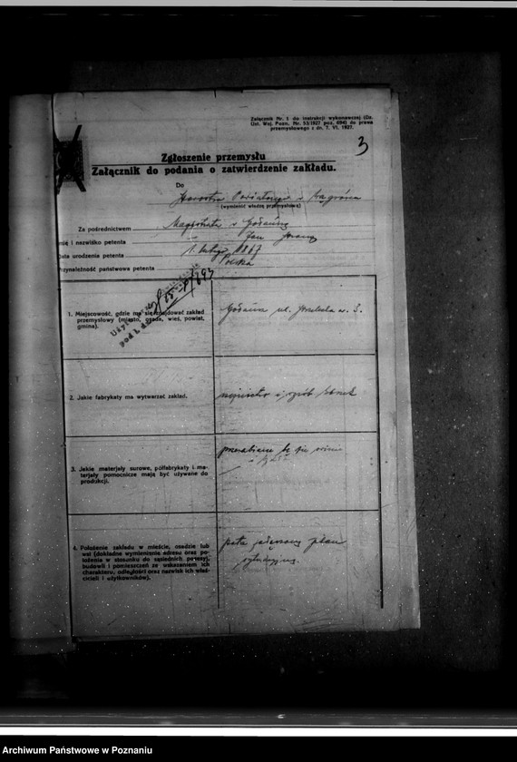 Obraz 7 z jednostki "Zatwierdzenie zakładu przemysłowego /rzeźni/ Jana Strauze w Gołańczy powiat wągrowiecki"