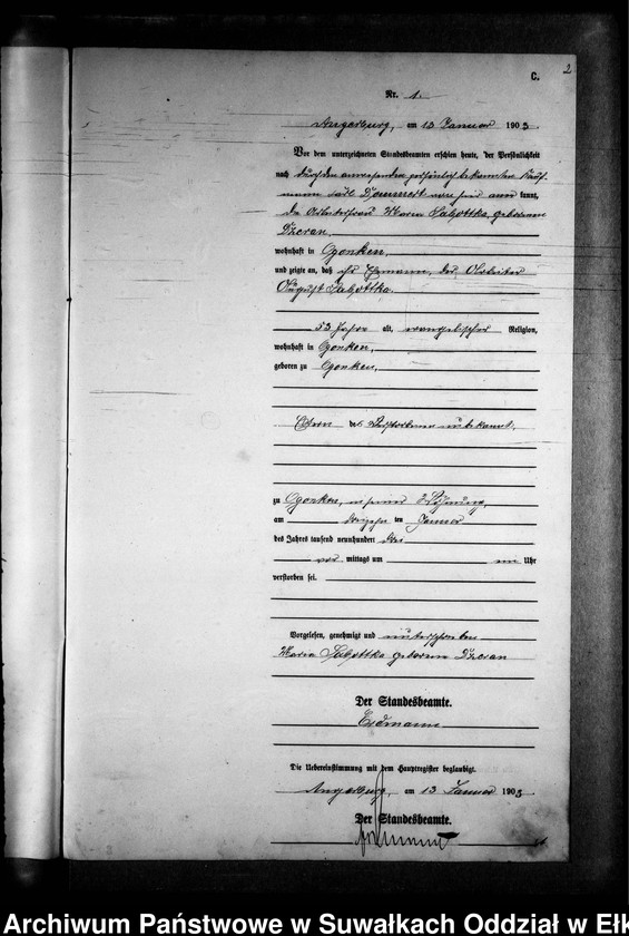 image.from.unit.number "Sterbe-Neben-Register des Preussischen Standes-Amtes Gross Strengeln Kreis Angerburg"