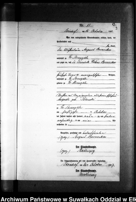 image.from.unit.number "Sterbe-Neben-Register des Preussischen Standes-Amtes Gr. Strengeln Kreis Angerburg"