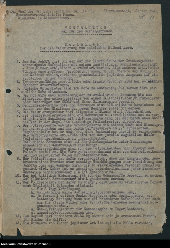 Obraz 12 z jednostki "[Zarządzenia dot. Wysiedlania ludności polskiej]"