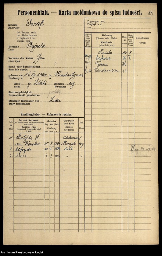 Obraz 15 z jednostki "[Spis ludności Łodzi] Szpulińska-Szron"