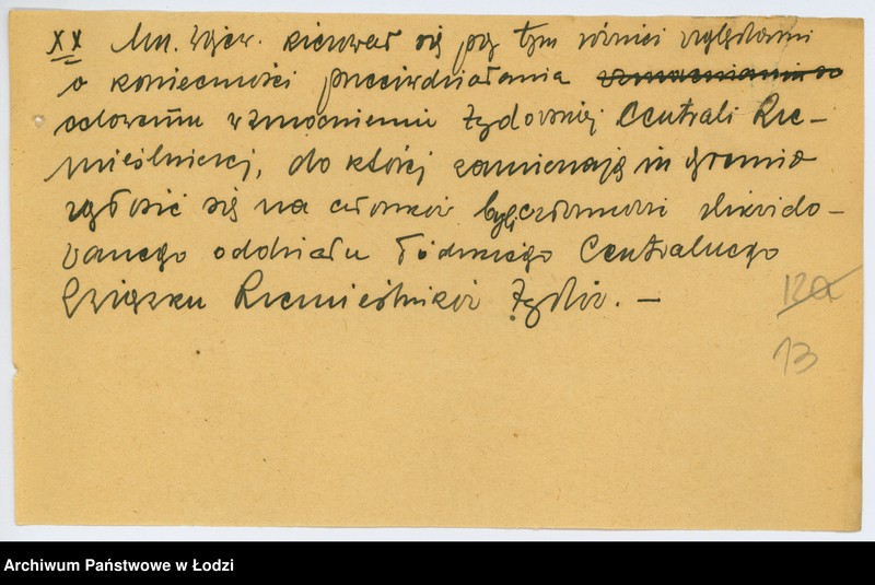 Obraz 16 z jednostki "[Sprawa rozwiązania Centralnego Związku Rzemieślników Żydów w Polsce]"