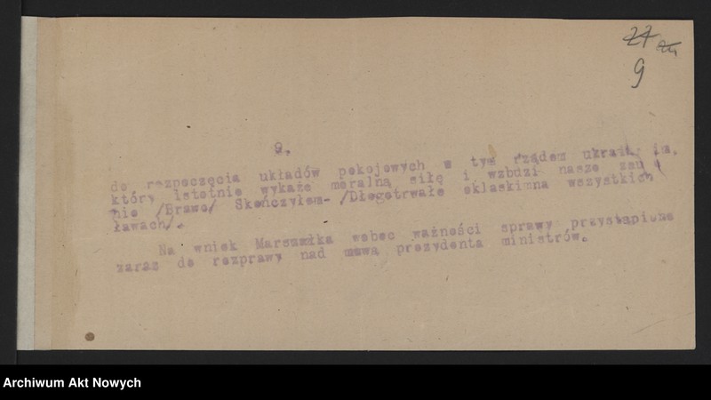 image.from.unit.number "Przemówienia I. J. Paderewskiego na posiedzeniu Sejmu i w Konwencie Seniorów, odpowiedź na interpelację (rękopis, stenogramy) dotyczącą sprawy granic Polski na Konferencji Pokojowej"