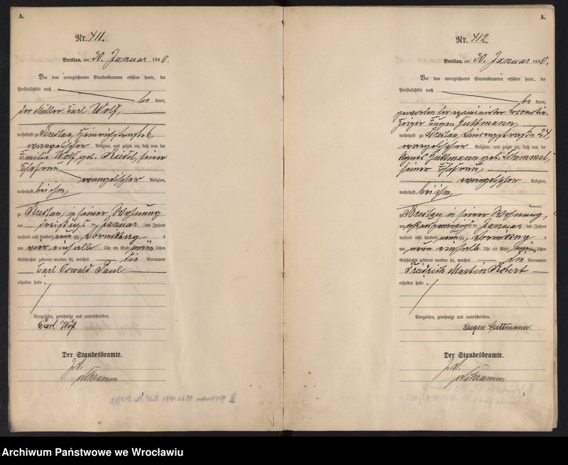 image.from.unit.number "Geburts-Haupt-Register Breslau I 1890 Band 2"