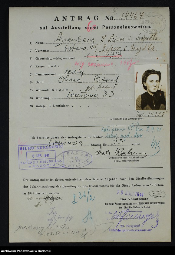 image.from.unit.number "[Wnioski o wydanie dowodów osobistych oraz nie odebrane dowody Ajzenberg Dewora - Ajzenman Szamszon]"