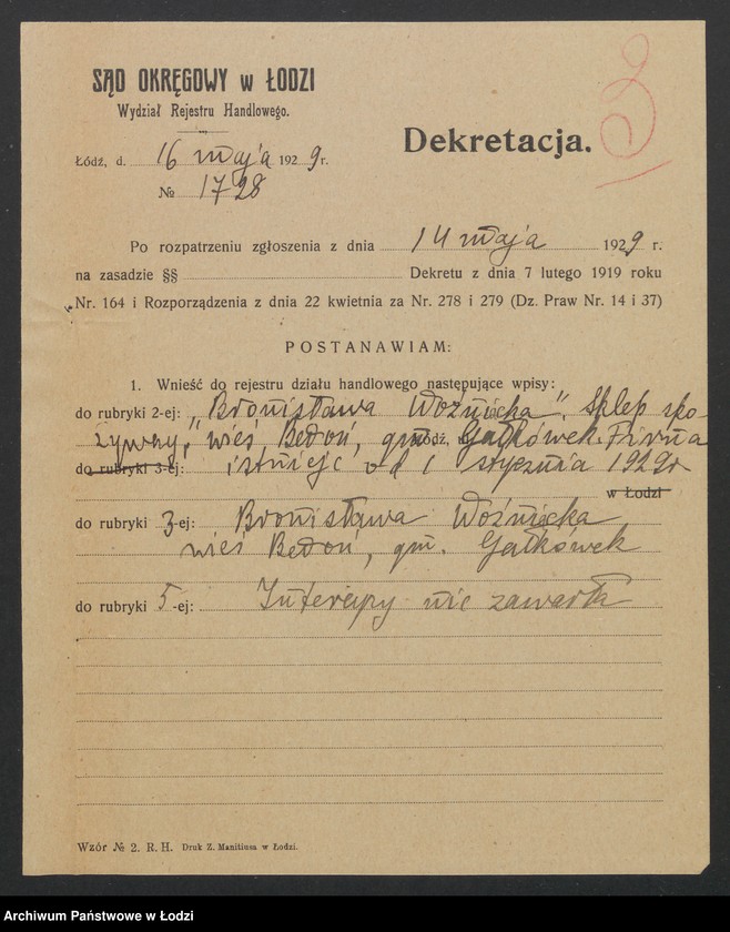 Obraz 5 z jednostki "Bronisława Woźniacka- sklep spożywczy, wieś Bedoń"