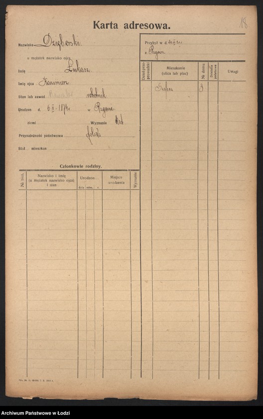 Obraz 20 z jednostki "[Spis ludności Łodzi] Dziewolecki - Dzwonkowski"