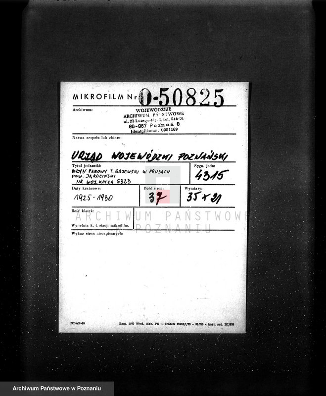 Obraz 2 z jednostki "Młyn parowy T. Gajewski w Prusach pow. jarociński nr woj. kotła 6323"