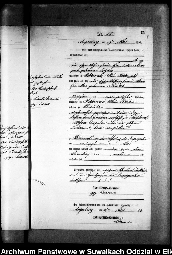 image.from.unit.number "Sterbe-Neben-Register des Preussischen Standes-Amtes Kehlen Kreis Angerburg"