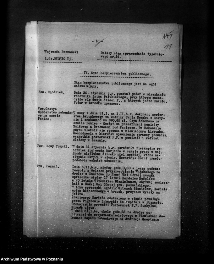 Obraz 15 z jednostki "Sprawozdania sytuacyjne tygodniowe za czas od 1 lutego do 28 lutego 1930 r."