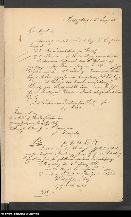 image.from.unit.number "Acta des 18ten Provinzial-Landtages der Stände des Königreichs Preußen. betreffend den Westpreussischen Landarmen Fonds in den 1864-1866"