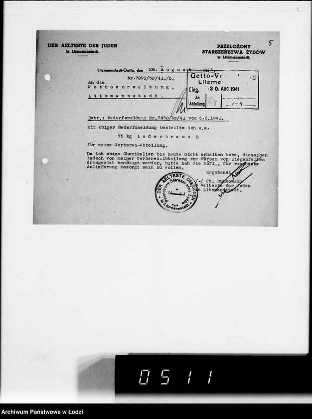 Obraz 9 z jednostki "Bedarfsmeldungen der Älteste der Juden"