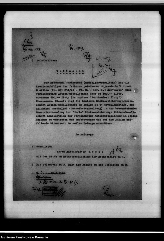 Obraz 12 z jednostki "Beteiligung an der "Warta" - Rückversicherung A.G."