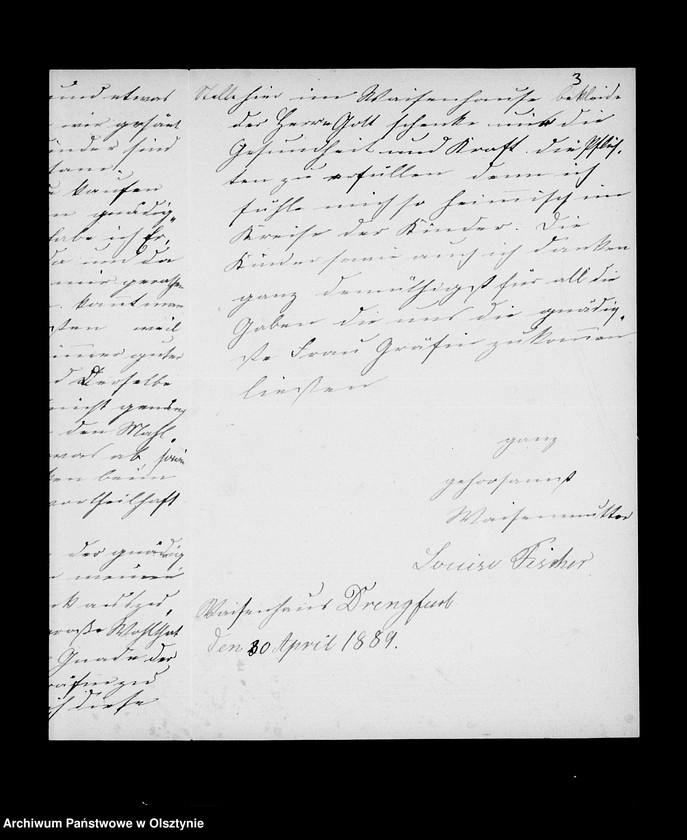 image.from.unit.number "/Monatsberichte der Weisenmutter Louise Fischer u. ihrer Tochter in Drengfurth- Vorstadt an Anna Gfin Lehndorff geb. Hahn/"