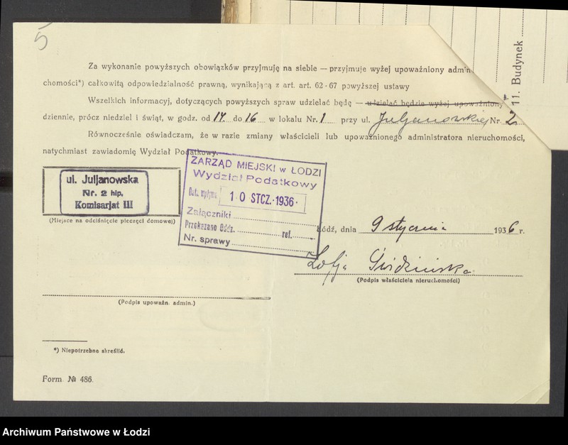 image.from.unit.number "Księga inwentarzowa nieruchomości m. Łodzi ul. Julianowska"