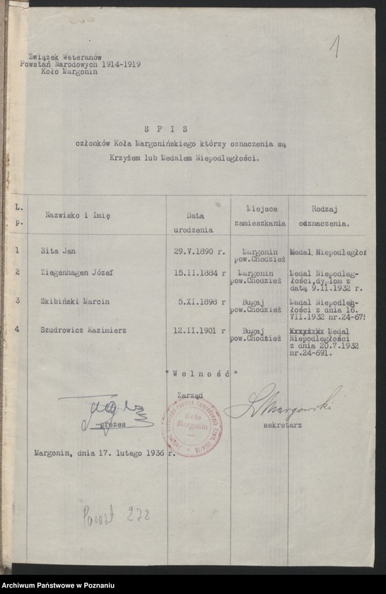 Obraz 4 z jednostki "Margonin, powiat Chodzież - akta koła."