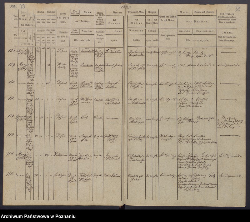 Obraz 18 z jednostki "[Akta urodzeń i chrztów, zgonów i pogrzebów, zapowiedzi i ślubów]"