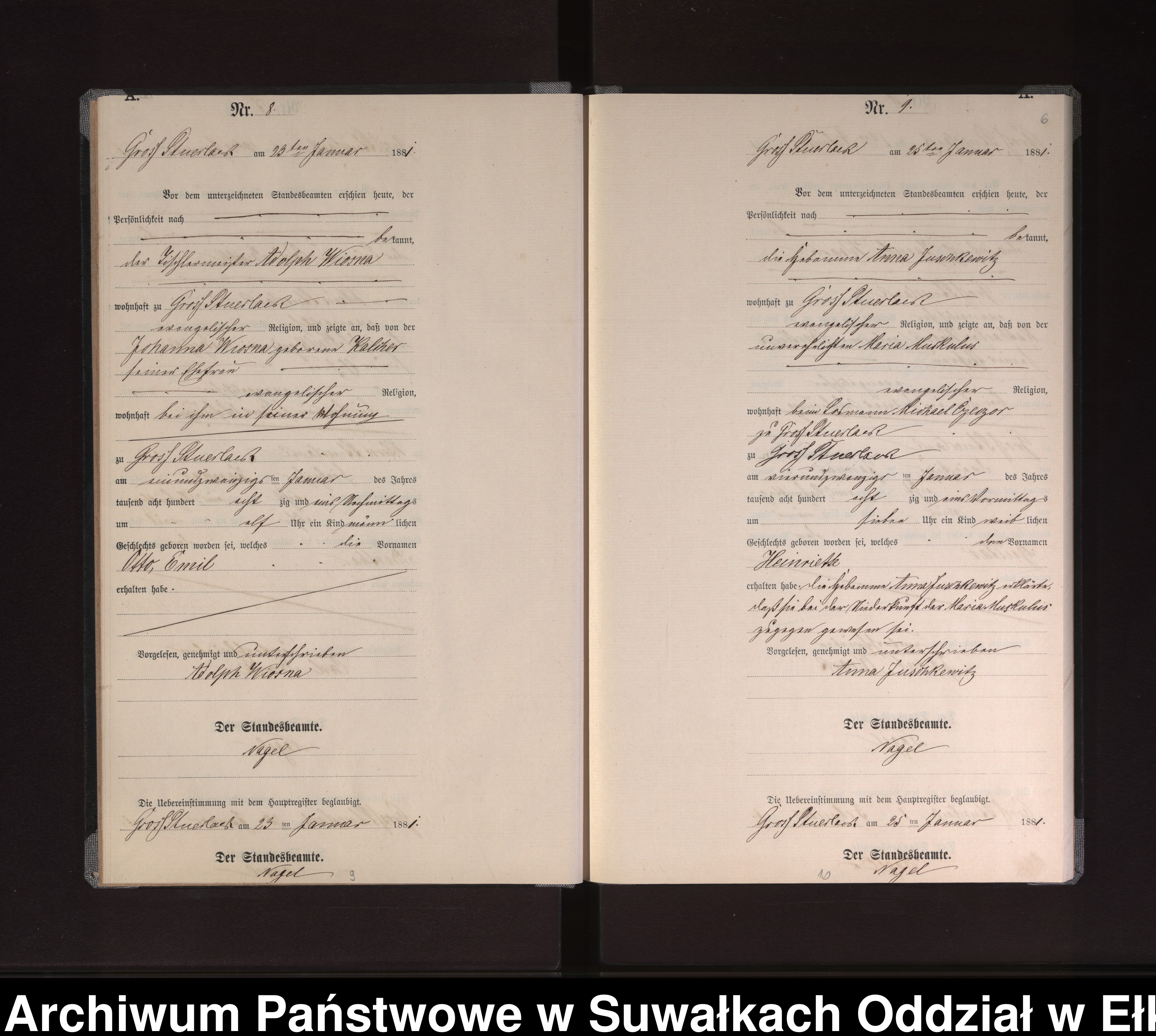 Skan z jednostki: Geburts-Neben-Register des Preussischen Standes-Amtes Gross Stüerlack Kreis Loetzen