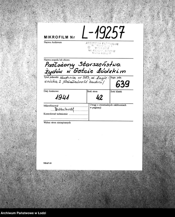 Obraz 2 z jednostki "[Kuchnia nr 383, ul. Łagiewnicka 2. Działalność kuchni]"