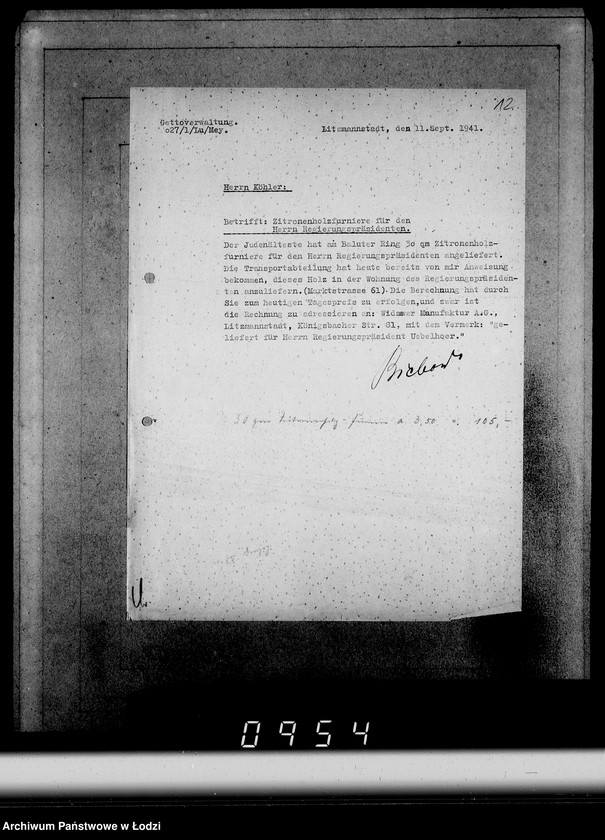 Obraz 16 z jednostki "Konto 00, Komm.181-220 [Rachunki i potwierdzenia odbioru mebli]"