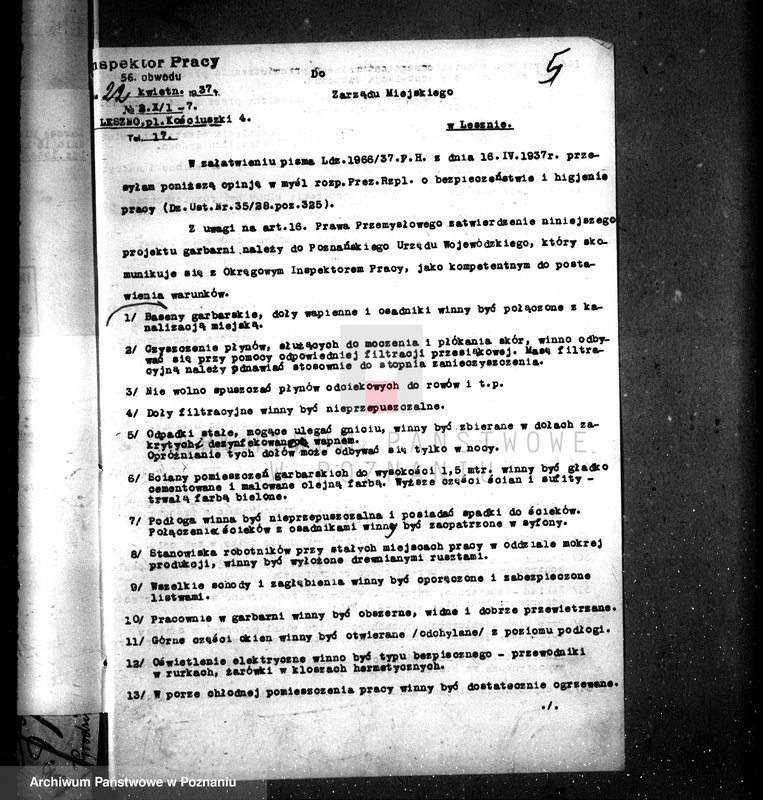 Obraz 10 z jednostki "Zatwierdzenie zakładu przemysłowego firmy Hermann August i Syn w Lesznie /Garbarnia skór/"