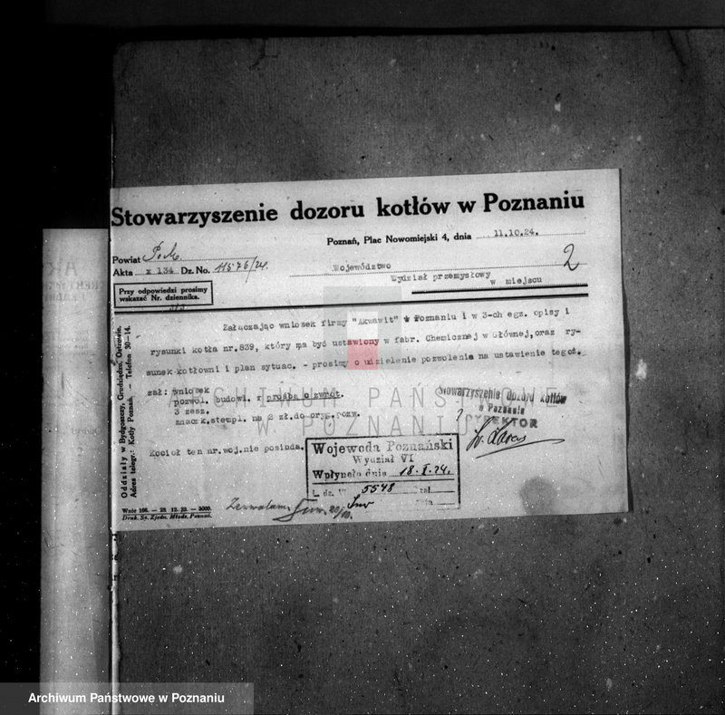 Obraz 6 z jednostki ""Akwawit" Spółka Akcyjna W Poznaniu fabryka chemiczna nr woj. 2328 nr kotła 832"