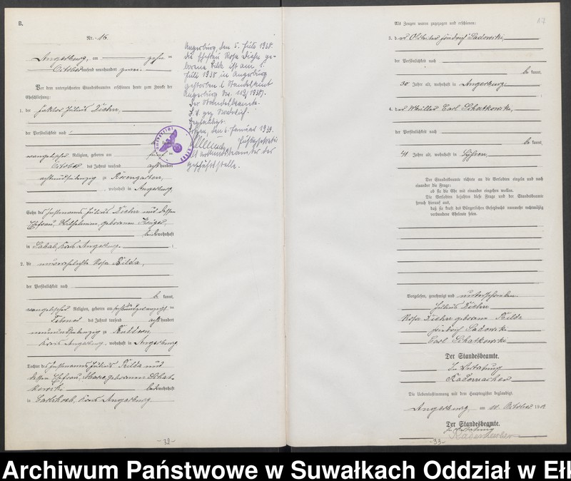 image.from.unit.number "Heiraths-Neben-Register des Preussischen Standes-Amtes Angerburg Kreis Angerburg"