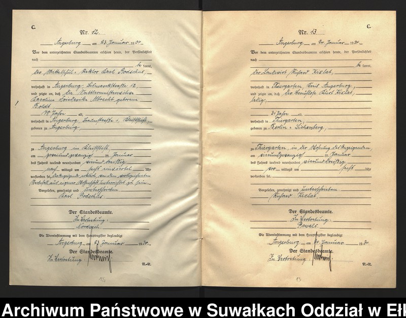 image.from.unit.number "C2. Sterbe - Register (Neben - Register) Standesamt Angerburg Ostpr. einschl. der Standesamtsbezirk Gross Strengeln, Kehlen und Prinowen"