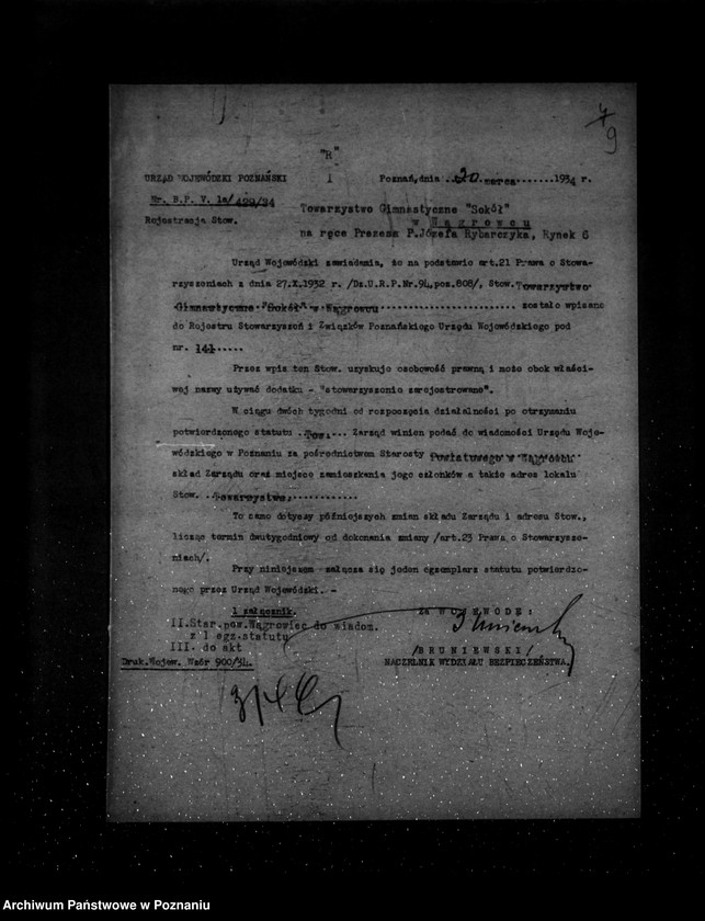 Obraz 13 z jednostki "/Towarzystwo Gimnastyczne Sokół w Wągrowcu - rejestracja/"