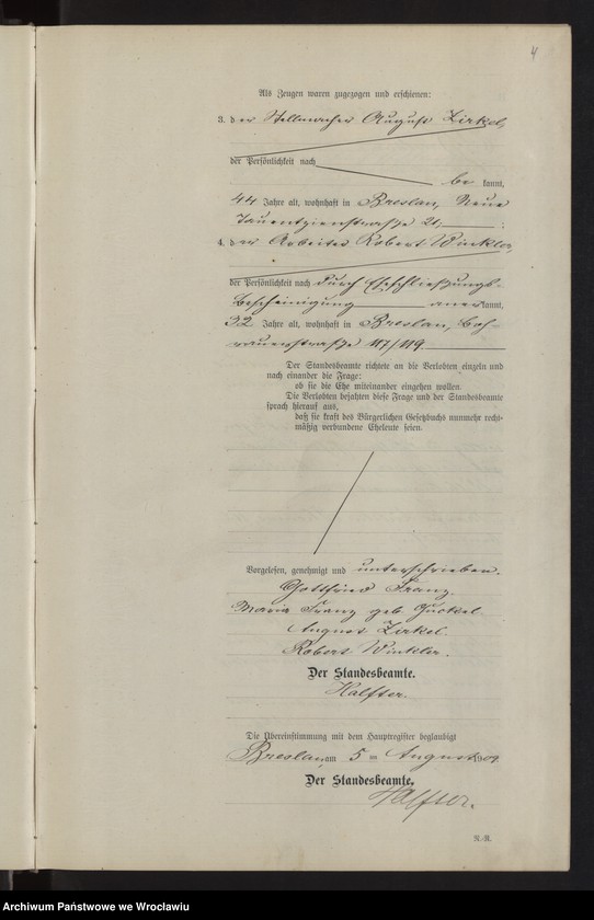 image.from.unit.number "Heiraths-Haupt-Register Breslau II 1909 Band 4"