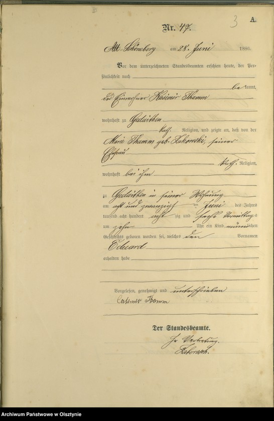 image.from.unit.number "Geburts-Haupt-Register Tom I,Nr 45 - 60"