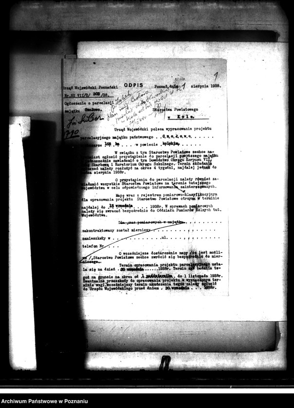 image.from.unit.number "Postępowanie techniczne przy parcelacji majątku Czołowo powiatu kaliskiego"