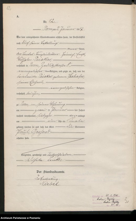 Obraz 14 z jednostki "Księga miejscowa urodzeń tom I [Rejestr główny urodzeń]"