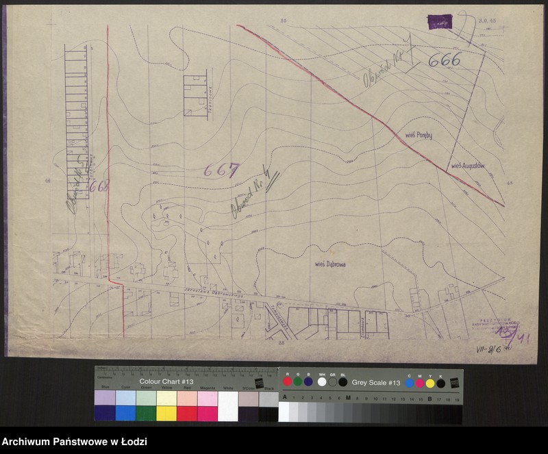 Obraz 1 z jednostki "Plan m. Łodzi 1:2000 z oznaczeniem podziału miasta na Obwody Komitetów Blokowych. Sekcja SO 45"