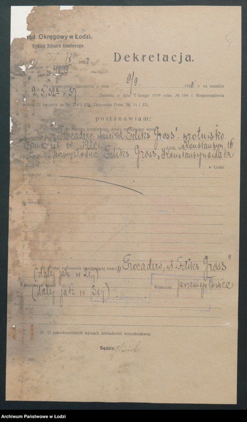 Obraz 7 z jednostki "„Trocadero, właściciel Feliks Gross”- wrotnisko"