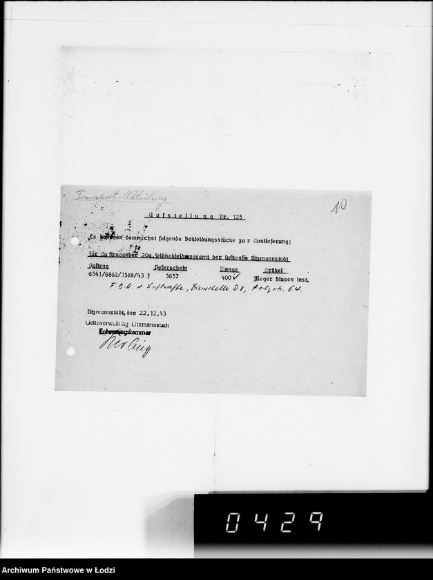 Obraz 14 z jednostki "Aufstellungen. Es kommen demnächst folgende Bekleidungsstücke zur Auslieferung"