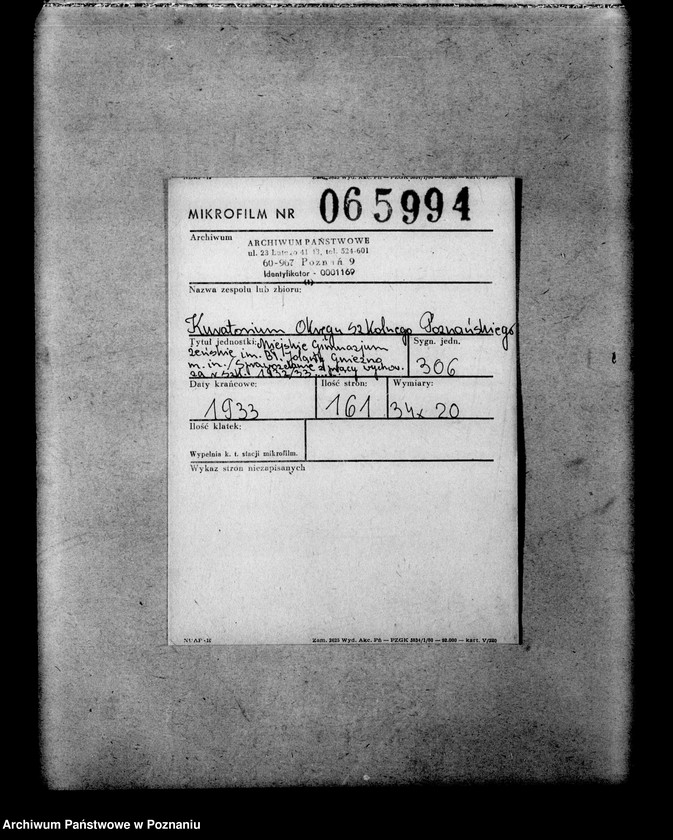 Obraz 2 z jednostki "Miejskie Gimnazjum Żeńskie imienia Błogosławionej Jolanty Gniezno [między innymi sprawozdanie z pracy wychowawczej za rok szkolny 1932/33 oraz budżet miasta Gniezna 1933/34]"