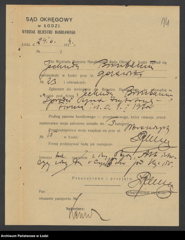 Obraz 16 z jednostki "Jechuda Birnbaum- sprzedaż pończoch i trykotów"