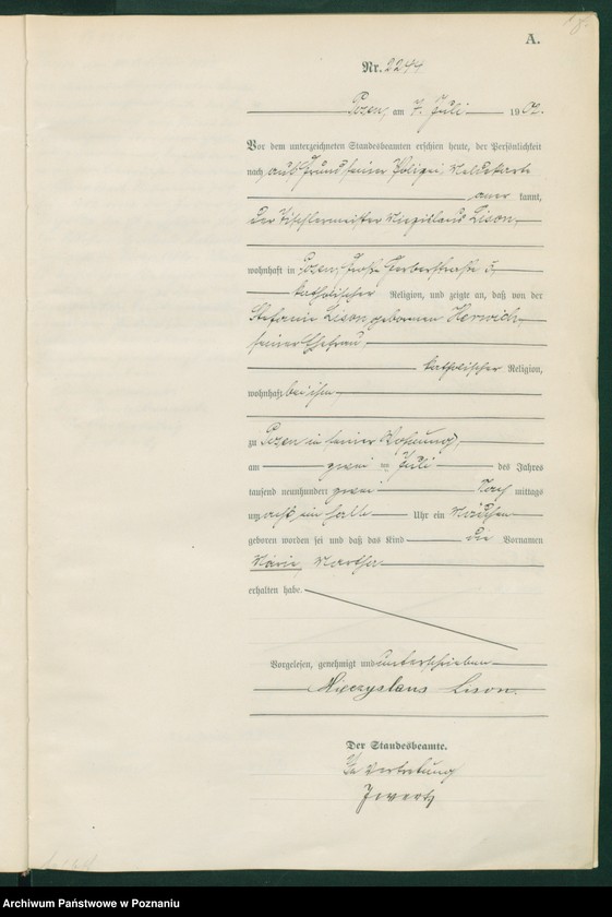 Obraz 20 z jednostki "Księga miejscowa urodzeń t. V"