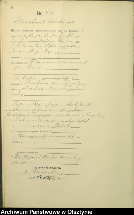 image.from.unit.number "Sterbe-Haupt-Register Tom II,Nr 400 - 542"