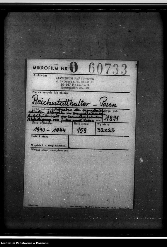 Obraz 2 z jednostki "Aufgaben der Gesundheitsämter. Aktenplan in Gesundheitsämtern. Arbeitsübersicht der Gesundheitsämter. Abfertigung von Juden und Polen."